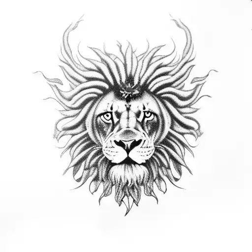 weed joints from smoke create realistic rasta lion head with dreadlocks and a weed leaf on the knee.  tattoo design idea