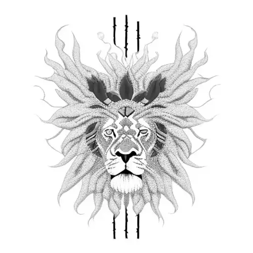 weed joints from smoke create rasta lion head with weed leaf on the knee.  tattoo design idea