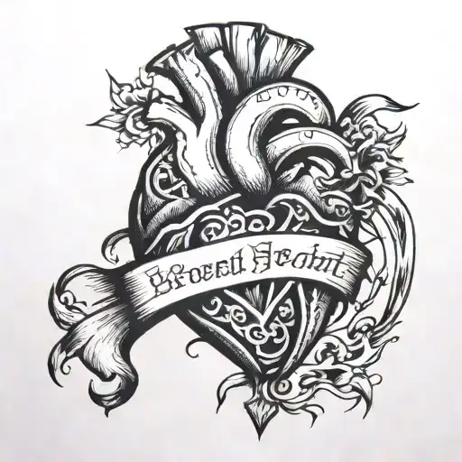 broken poem healed heart tattoo design idea