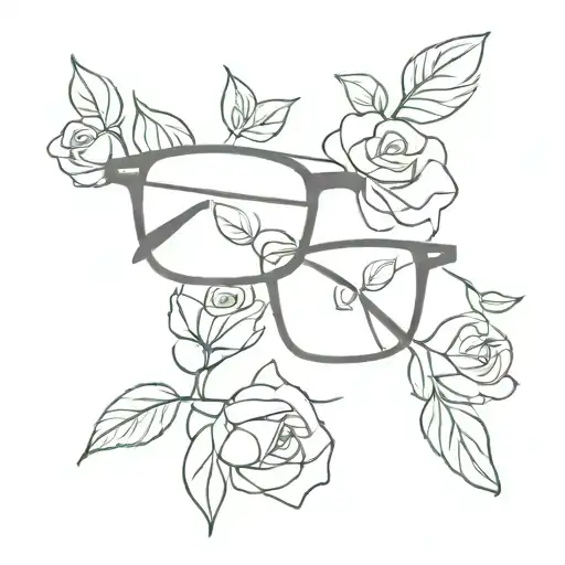 eyeglasses with roses tattoo design idea