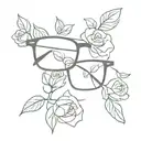 eyeglasses with roses tattoo design idea
