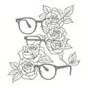 eyeglasses with roses tattoo design idea