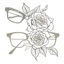 eyeglasses with roses tattoo design idea