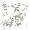 eyeglasses with roses tattoo design idea