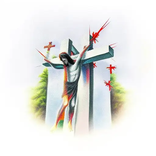 Jesus off Cross with 3 nails tattoo design idea