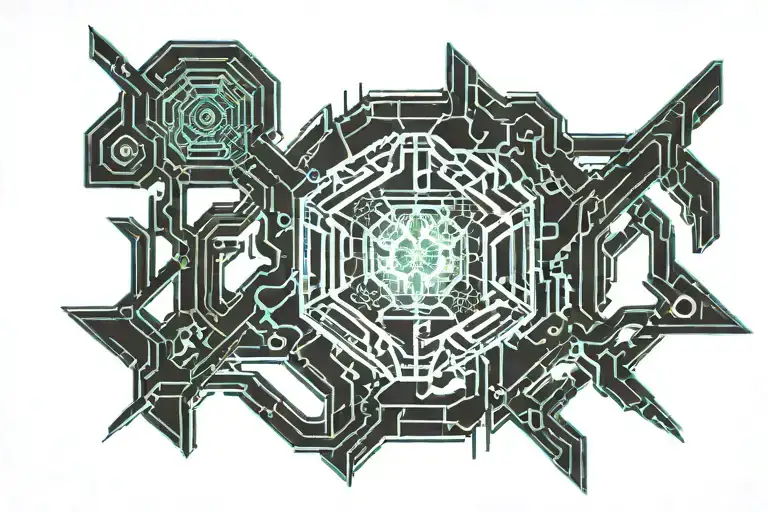cyber sigil style tattoo design idea