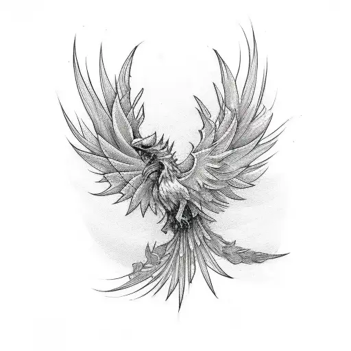 Phoenix, flowers, spine tattoo tattoo design idea