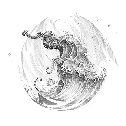 Ocean Wave, vikings, drakar tattoo design idea