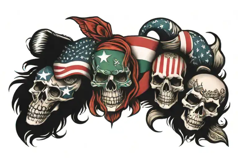 mexican and american flag together with PEREZ in the middle  tattoo design idea
