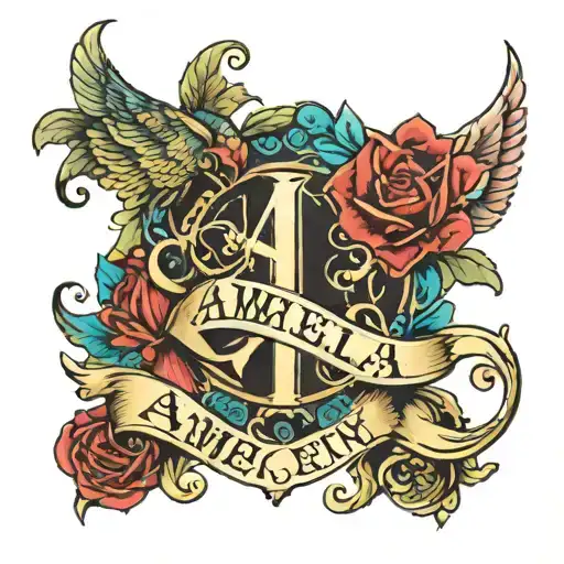 Amelia name in color tattoo tattoo design idea