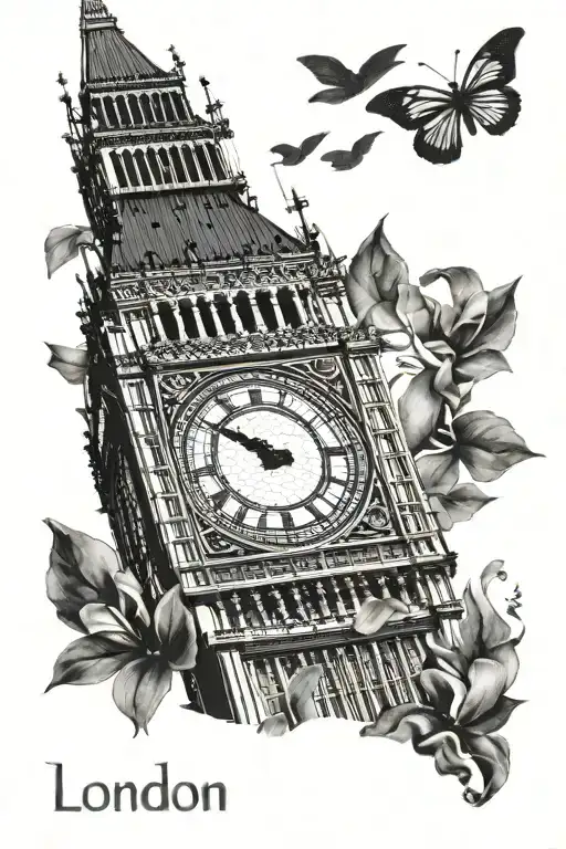 London Big Ben with letters ANPRO tattoo design idea