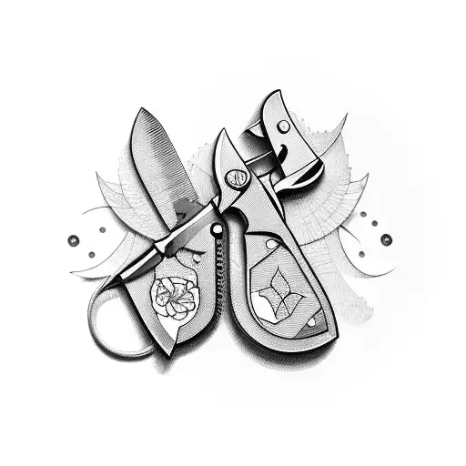 Swiss army knife wrapped in ivy tattoo design idea