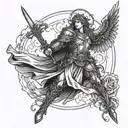 guardian angel with a sword tattoo design idea
