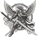 guardian angel with a sword tattoo design idea