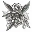 guardian angel with a sword tattoo design idea