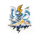 A majestic thunderstorm with lightning bolts illuminating the sky, capturing the power and beauty of weather tattoo design idea