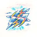 A majestic thunderstorm with lightning bolts illuminating the sky, capturing the power and beauty of weather tattoo design idea