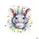 rat flowers tattoo design idea