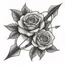 bow and Arrow, a rose, fire flames tattoo design idea
