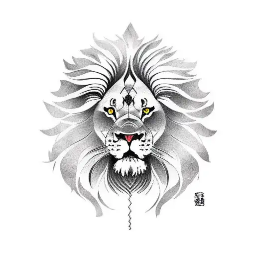 fu lions realistic tattoo design idea