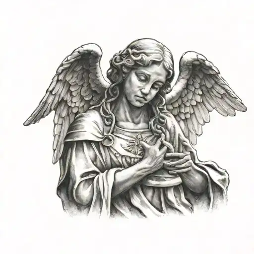 gardian angel praying tattoo design idea