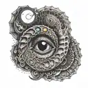eye inside an ammonite tattoo design idea