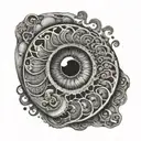 eye inside an ammonite tattoo design idea