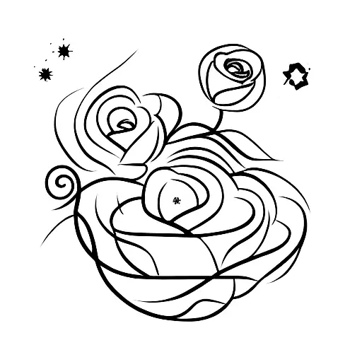 constellation with rose and firework tattoo design idea