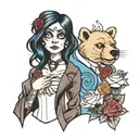draw me a tattoo with scream, brother bear, howls moving castle, and corpse bride tattoo design idea