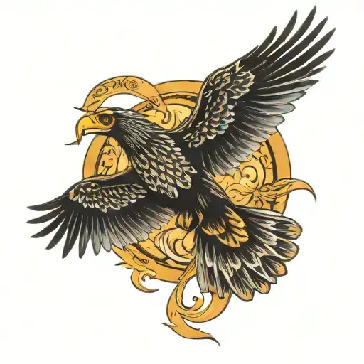 a mighty black Eagle soaring tattoo design idea