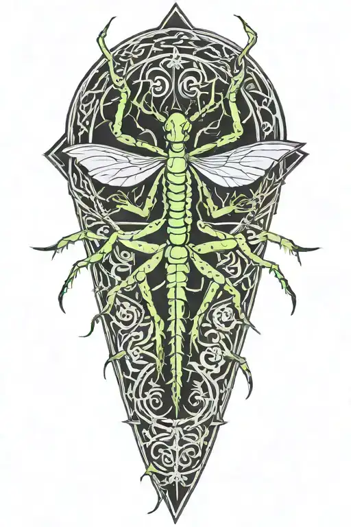 7 star praying mantis kung fu tattoo design idea