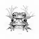 a look from behind on a frog ninja, similar to turtle ninja, climbing on my body tattoo design idea