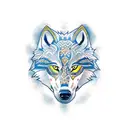 A tattoo design of a fierce wolf wearing a Boca Juniors jersey, set against the Buenos Aires skyline tattoo design idea