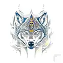 A tattoo design of a fierce wolf wearing a Boca Juniors jersey, set against the Buenos Aires skyline tattoo design idea