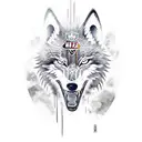 A tattoo design of a fierce wolf wearing a Boca Juniors jersey, set against the Buenos Aires skyline tattoo design idea