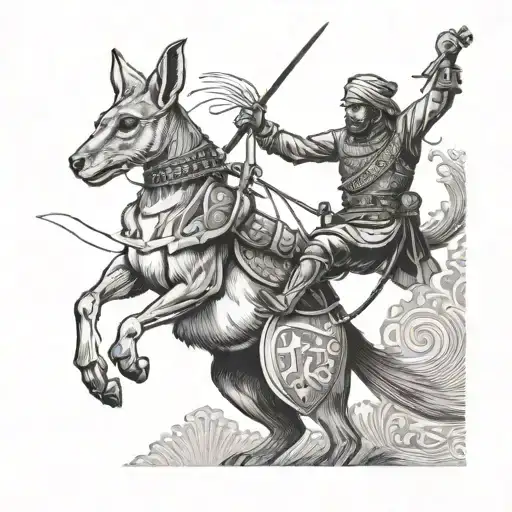 An Ottoman warrior and an Australian kangaroo jumping tattoo design idea
