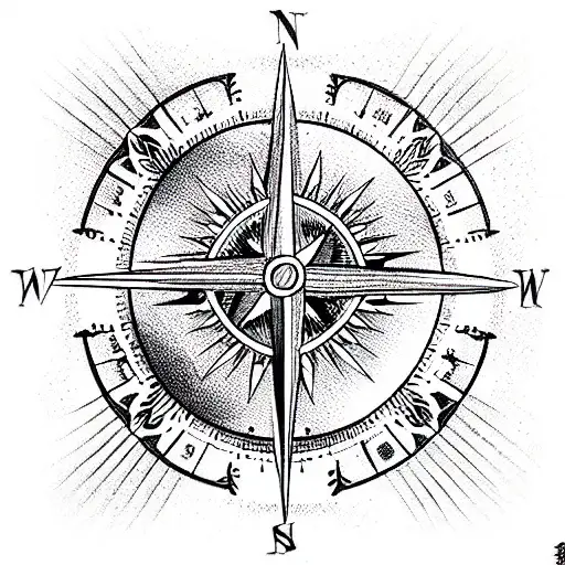 Compass tattoo design idea