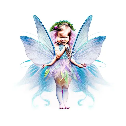 realistic fairies in ghotic style tattoo design idea