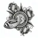 A stylized design of the American football team logo BYE integrated with the number 13 in a blackwork style tattoo design idea