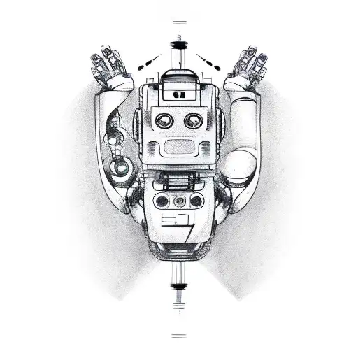 robotic sleeve with large arm scar tattoo design idea