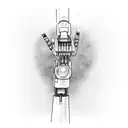 robotic sleeve with large arm scar tattoo design idea