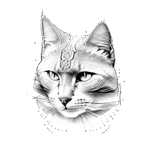 cool cat tattoo design idea