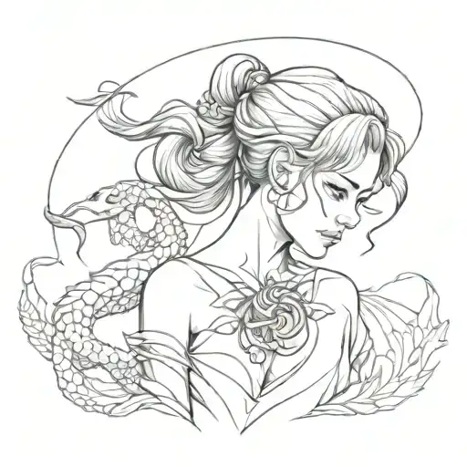 girl, black, scorpio, lesbian tattoo design idea