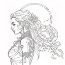 girl, black, scorpio, lesbian tattoo design idea