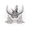 Seductress with horns and stingers tattoo design idea
