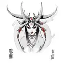Seductress with horns and stingers tattoo design idea