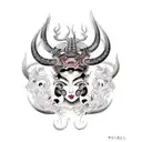 Seductress with horns and stingers tattoo design idea