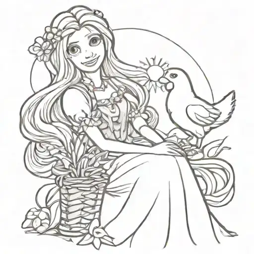 rapunzel sun and a chick tattoo design idea