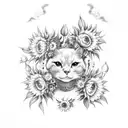 melanie martinez portals inspired with sunflowers and roses tattoo design idea