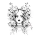 melanie martinez portals inspired with sunflowers and roses tattoo design idea